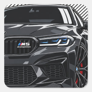 Pegatina Cuadrada BMW M5 Competition Black Sports Car Sticker – Agre