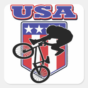 Pegatina Cuadrada BMX Biker de USA