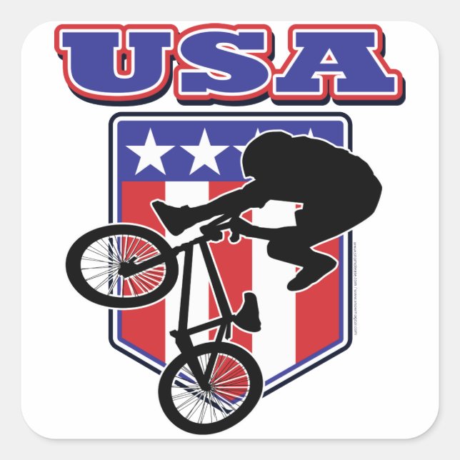 Pegatina Cuadrada BMX Biker de USA (Anverso)