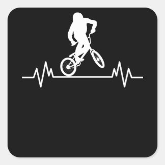 Pegatina Cuadrada BMX Heartbeat Design Funny Rider Bicicleta Regalo