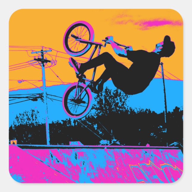 Pegatina Cuadrada BMX inverso (Anverso)