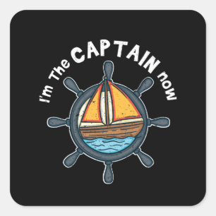 Pegatina Cuadrada Boating - Soy el capitán ahora