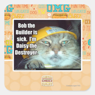 Pegatina Cuadrada Bob el Constructor está enfermo