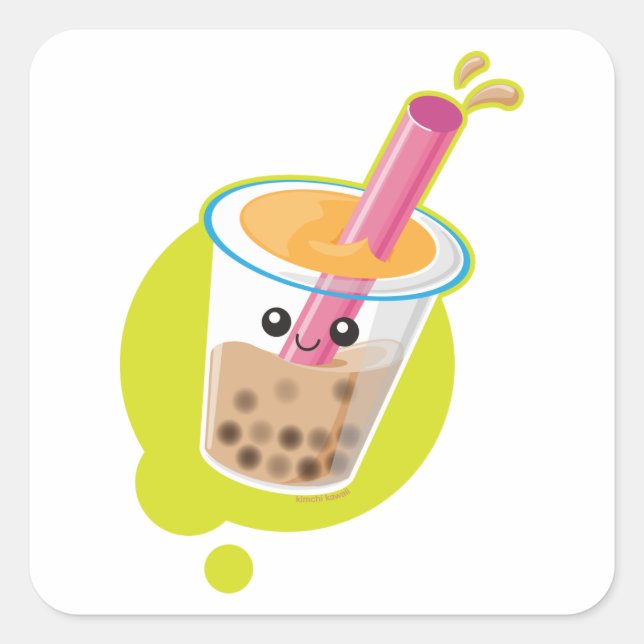 Pegatina Cuadrada Boba Tea (Anverso)