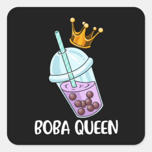Pegatina Cuadrada Boba Tea Gift Chicas Bubble Tea Gift Mujeres Boba