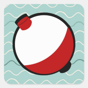 Pegatina Cuadrada Bobber y Wavy Water