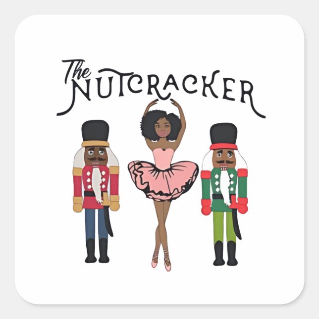 Pegatina Cuadrada Boca Raton Black Nutcracker Funny Christmas  (Anverso)