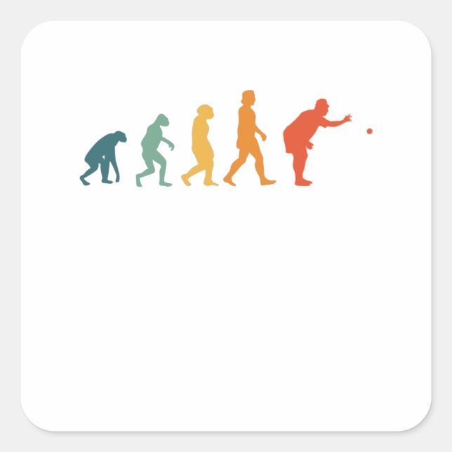 Pegatina Cuadrada Boccia Evolution Retro Boule Petanque (Anverso)