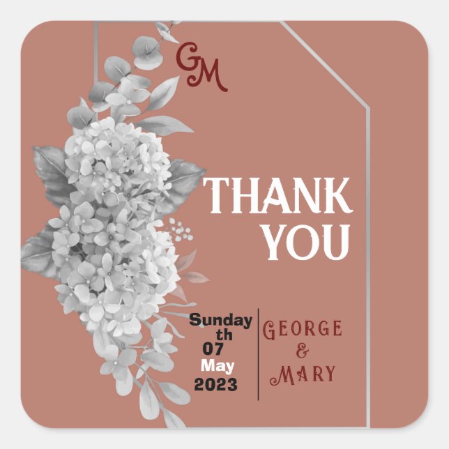 Pegatina Cuadrada Boda (Anverso)