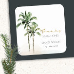 Pegatina Cuadrada Boda acuático Palm Tree Tropical<br><div class="desc">Para cualquier personalización o cualquier otro artículo que coincida,  no dude en ponerse en contacto conmigo en yellowfebstudio@gmail.com</div>