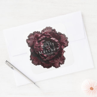 Pegatina Cuadrada Boda barroco gótico de peonías