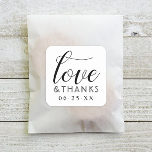 Pegatina Cuadrada Boda Blanca Moderna de Amor y Gracias