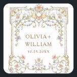 Pegatina Cuadrada Boda bohemiana de la orquesta victoriana Grace Flo<br><div class="desc">Para una mayor personalización, haga clic en "Personalizar esta plantilla" y, a continuación, en "Editar usando la herramienta de diseño". Estiloso editable fácil de usar plantillas de boda, más artículos disponibles en la tienda (invitaciones, rsvp, tarjetas de agradecimiento, papel y decoración). Si necesita ayuda o elementos coincidentes, por favor contáctame....</div>