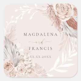 Pegatina Cuadrada boda boho