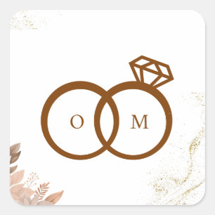 PEGATINA CUADRADA BODA BROWN