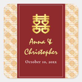 Pegatina Cuadrada Boda chino tradicional peranakan