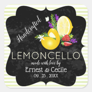 Pegatina Cuadrada Boda con aspecto de pizarra de limoncello