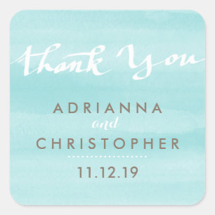 Pegatina Cuadrada Boda de acuarela de la shell Limpet