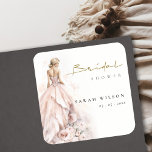 Pegatina Cuadrada Boda de acuarela moderna ducha de novias con traje<br><div class="desc">Si necesitas más personalización,  por favor,  no dudes en enviarme un mensaje a yellowfebstudio@gmail.com.</div>