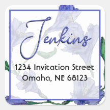 Boda de acuarela violeta azul floral