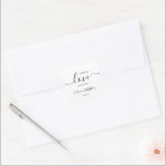 Pegatina Cuadrada Boda de amor elegante y blanco minimalista<br><div class="desc">Personalice fácilmente reemplazando cada información. Asegúrese de comprobar la previsualización antes de añadir al carrito. Vea el vínculo de colección en esta página para ver todos los elementos coincidentes de este diseño.</div>