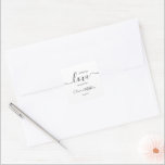 Pegatina Cuadrada Boda de amor elegante y blanco minimalista<br><div class="desc">Personalice fácilmente reemplazando cada información. Asegúrese de comprobar la previsualización antes de añadir al carrito. Vea el vínculo de colección en esta página para ver todos los elementos coincidentes de este diseño.</div>