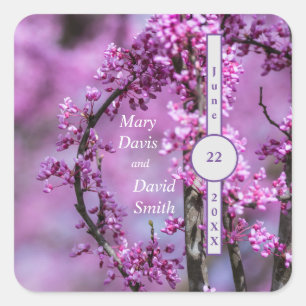 Pegatina Cuadrada Boda de arte Avondale Redbud