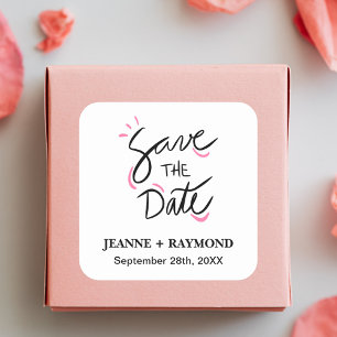 Pegatina Cuadrada Boda de Caligrafía Personalizada y con Estilo para