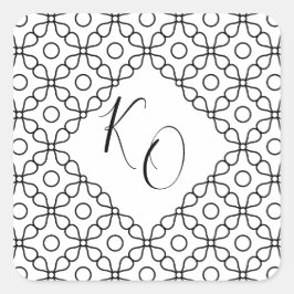 Pegatina Cuadrada Boda de caligrafía simple y mínima en blanco y neg