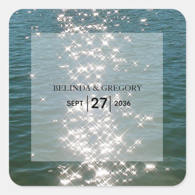 Pegatina Cuadrada Boda de canallas de agua marina (Anverso)