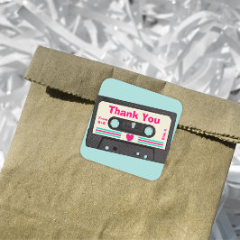 Pegatina Cuadrada Boda De Cinta Retro Ochenta Music Mix
