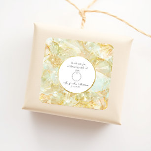 Pegatina Cuadrada Boda de cristal de ráfaga de champán