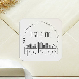 Pegatina Cuadrada Boda de destino de Houston