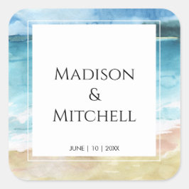 Pegatina Cuadrada Boda de destino de marea acuática