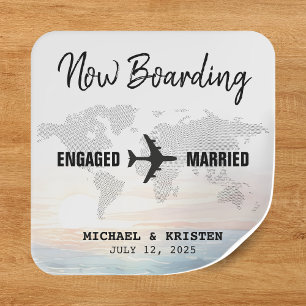 Pegatina Cuadrada Boda de destino Océano Atardecer de embarque