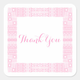 Pegatina Cuadrada Boda de Diseño Étnico Gracias Pegatinas 1