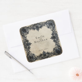 Pegatina Cuadrada Boda de Elegancia Gótica de Victoria