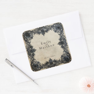 Pegatina Cuadrada Boda de Elegancia Gótica de Victoria