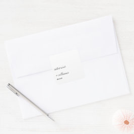 Pegatina Cuadrada Boda de escritura Minimalista moderna en blanco y