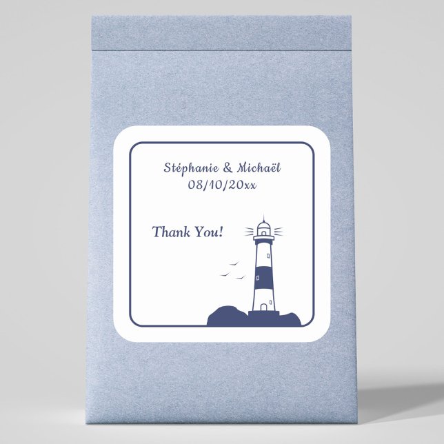 Pegatina Cuadrada Boda de faro (Lighthouse Wedding Sticker)