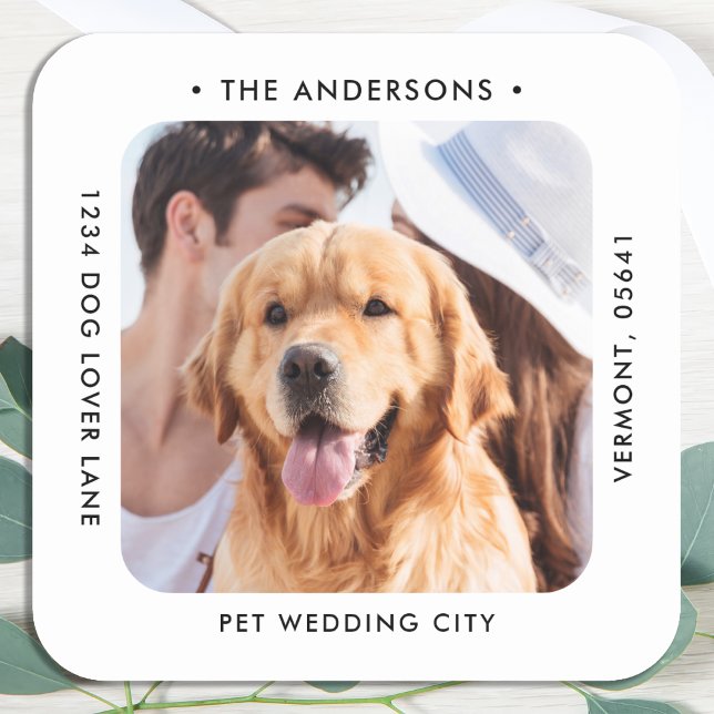 Pegatina Cuadrada Boda de fotos personalizado Dirección de devolució (Subido por el creador)