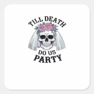 Pegatina Cuadrada Boda de Halloween espantado - Hasta que la muerte