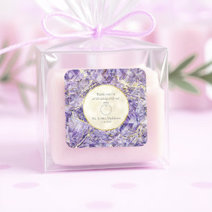 Pegatina Cuadrada Boda de ilusión Gemstone Amethyst de Purple Euphor