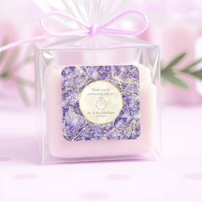 Pegatina Cuadrada Boda de ilusión Gemstone Amethyst de Purple Euphor (Subido por el creador)
