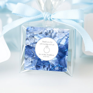Pegatina Cuadrada Boda de ilusión Gemstone de zafiro azul