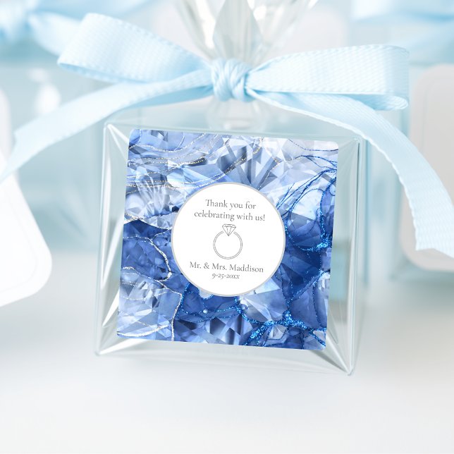 Pegatina Cuadrada Boda de ilusión Gemstone de zafiro azul (Subido por el creador)