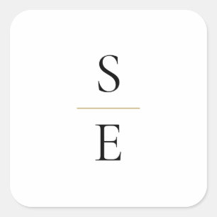 Pegatina Cuadrada Boda de Iniciales de Monograma Simple Elegante