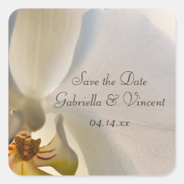 Pegatina Cuadrada Boda de la Elegancia de Orquídea Blanca Guardar la