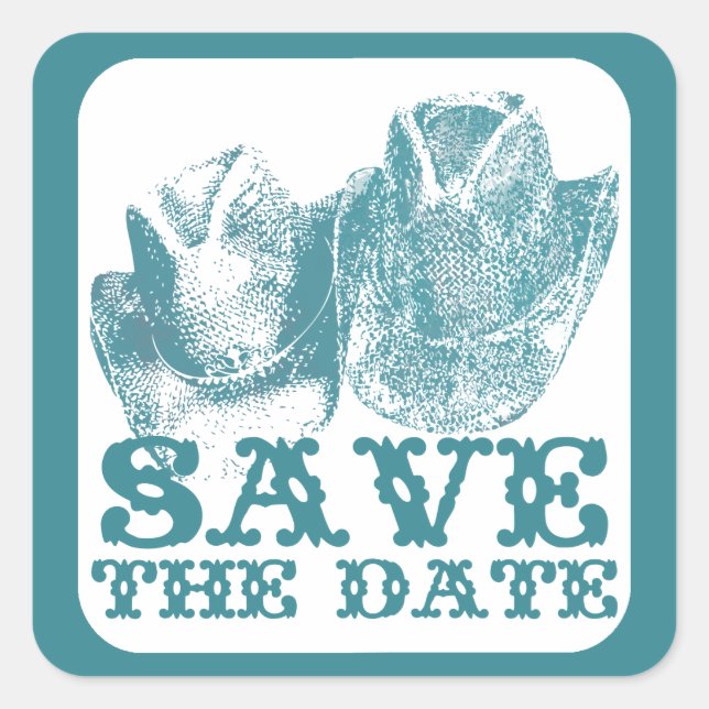 Pegatina Cuadrada Boda de la granja Bluestone Verde azulado Western  (Anverso)