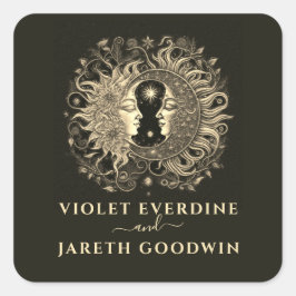 Pegatina Cuadrada Boda de la luna de sol celeste